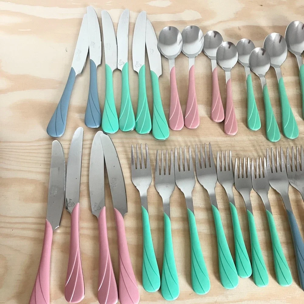 FiestaWare Multi Color Swirl 36 Piece Mixed Lot Flatware Silverware